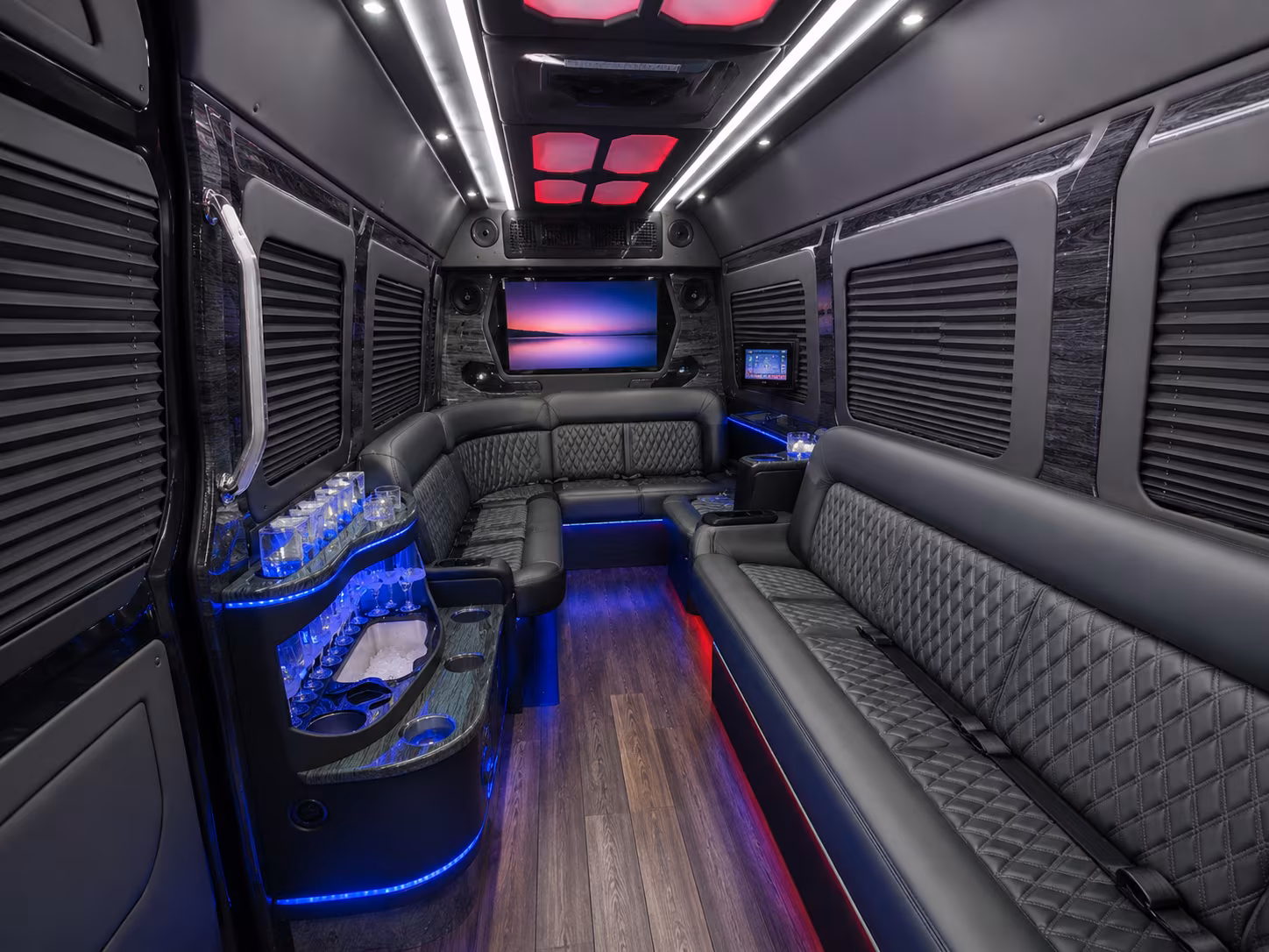 pleasanton 20 passenger party bus inside