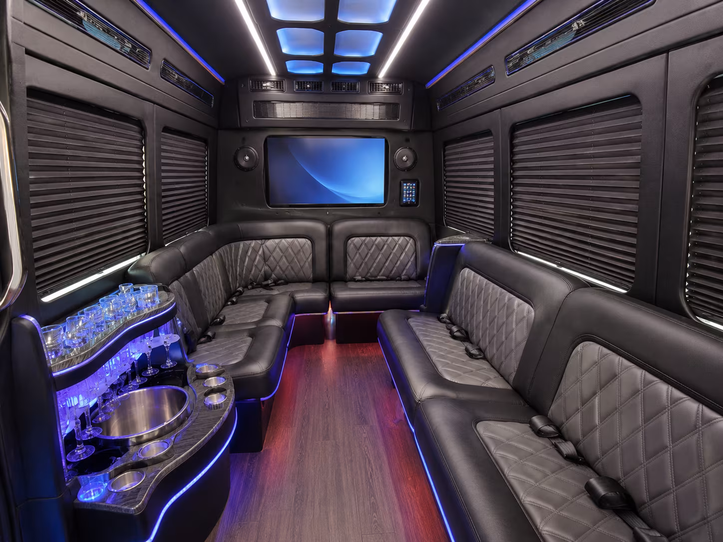 pleasanton party bus interior